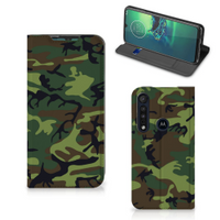 Motorola G8 Plus Hoesje met Magneet Army Dark