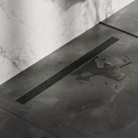 Douchegoot Brauer StanDrain 100x7 cm Zwart Vloerflens Inclusief Kunststof Sifon Verstelbare Poten