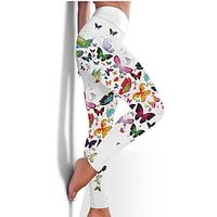 Dames Yogabroek Buikcontrole Billenlift Hoge taille Yoga Fitness Sportschooltraining Panty Legging Kleding Onderlichaam Grafisch Roodzwart Rood / Wit Zwart Spandex Winter Sport Sportkleding Rekbaar Lightinthebox