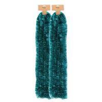 Kerstslingers - 2x - emerald groen - folie - 270 x 5 cm - lametta - kerstboomslinger