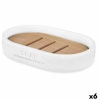 Zeepschaal Wit Hars Bamboe 12,5 x 2,5 x 8,5 cm (6 Stuks)