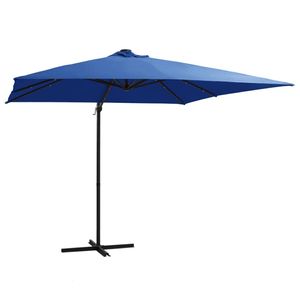 vidaXL Zweefparasol met LED-verlichting en paal 250x250 cm azuurblauw