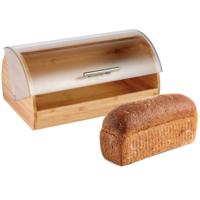 Bamboe houten broodtrommel met kunststof klep 38 cm Bamboe houten broodtrommel met kunststof klep 38 cm