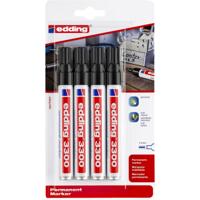 Viltstift edding 3300 schuin 1-5mm zwart blister à 4 stuks