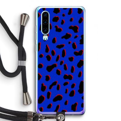 Blue Leopard: Huawei P30 Transparant Hoesje met koord