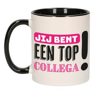 Cadeau koffie/thee mok voor collega - roze - keramiek - 300 ml - top collega