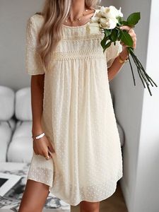 Plain Crew Neck Loose Casual Dress With No