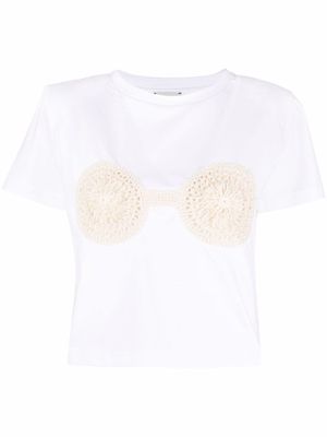 Magda Butrym t-shirt à détails en crochet - Blanc