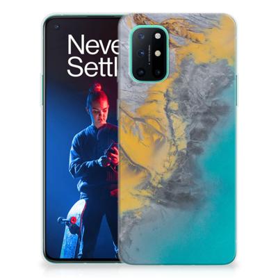 OnePlus 8T | TPU | Siliconen hoesje | Marble Blue Gold