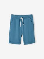 Jongensbermuda van molton groenblauw - thumbnail