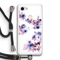 Waterverf bloemen: Pixel 3 Transparant Hoesje met koord