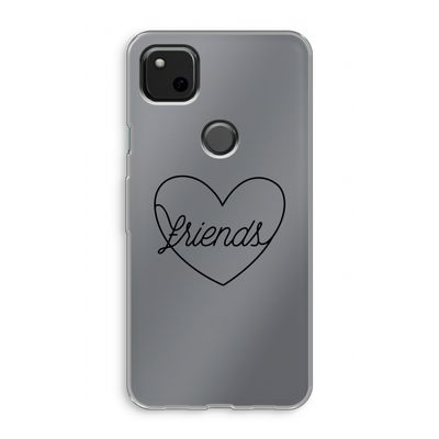 Friends heart black: Google Pixel 4a Transparant Hoesje