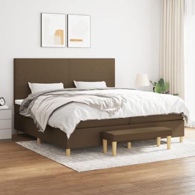 Boxspring met matras stof donkerbruin 200x200 cm