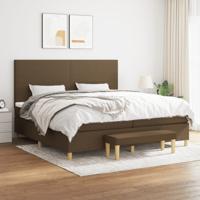 Boxspring met matras stof donkerbruin 200x200 cm