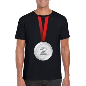 Zilveren medaille kampioen shirt zwart heren