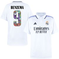 Real Madrid Shirt Thuis 2022-2023 + Benzema 9 (Common Goal Bedrukking) - thumbnail