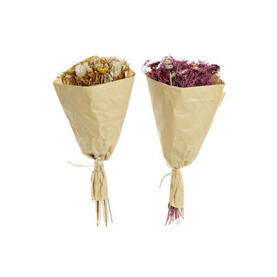 Boeket DKD Home Decor Fuchsia Geel Gedroogde bloem (20 x 12 x 50 cm) (2 Stuks)