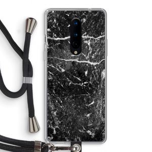 Zwart marmer: OnePlus 8 Transparant Hoesje met koord