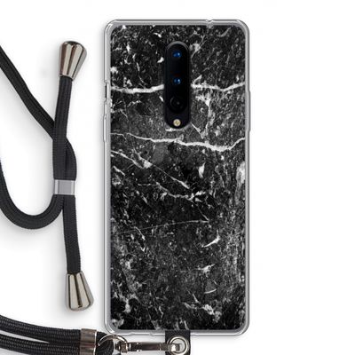 Zwart marmer: OnePlus 8 Transparant Hoesje met koord