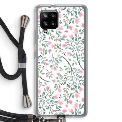 Sierlijke bloemen: Samsung Galaxy A42 5G Transparant Hoesje met koord