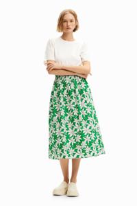 Gecombineerde midi-jurk met bloemen - WHITE - XL