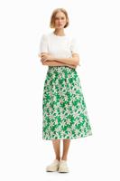 Gecombineerde midi-jurk met bloemen - WHITE - L