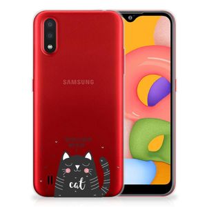 Samsung Galaxy A01 Telefoonhoesje met Naam Cat Good Day