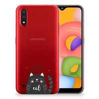 Samsung Galaxy A01 Telefoonhoesje met Naam Cat Good Day - thumbnail