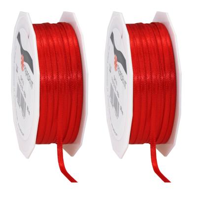 Cadeaulint Satijn - 2x - 0.3 cm x 50 meter - Rood - cadeaus inpakken - sierlint