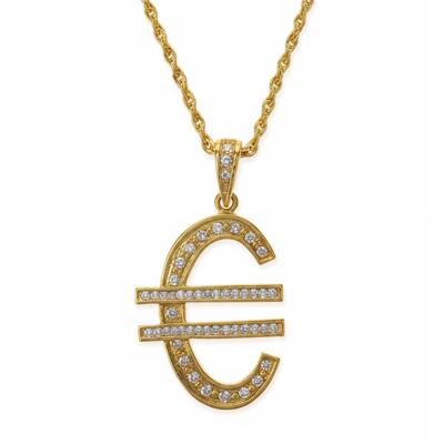 Euro ketting - goud - plastic - Pimp - rapper - verkleedaccessoires - euroteken - verkleed sieraden