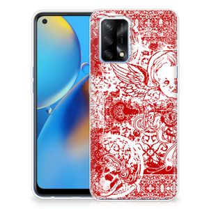Silicone Back Case OPPO A74 4G Angel Skull Rood