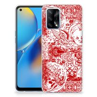 Silicone Back Case OPPO A74 4G Angel Skull Rood - thumbnail