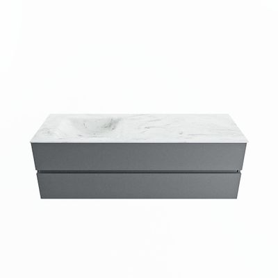 MONDIAZ VICA-DLUX 150cm badmeubel onderkast Plata 2 lades. Inbouw wastafel CLOUD links zonder kraangat, kleur Opalo.