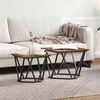 Bijzettafelset 2 pcs Gerookt eiken 50 x 50 x 40 cm