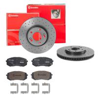 Remmenset, remschijf BREMBO, Remschijftype: Geperforeerd / Geventileerd, Inbouwplaats: Vooras, u.a. für KIA, Hyundai