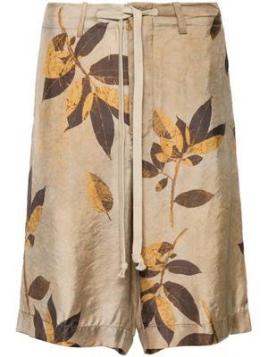 Uma Wang short à imprimé branches - Tons neutres