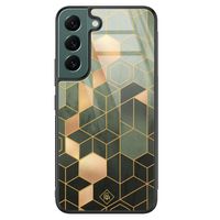 Samsung Galaxy S22 Plus glazen hardcase - Kubus groen Samsung Galaxy S22 Plus glazen hardcase - Kubus groen