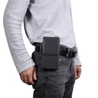Mannen Litchi textuur draagbare mobiele telefoon terug Buckle verticale mouw taille Pack lederen draagtas voor 6.3 Inch of onder Smartphones (zwart)