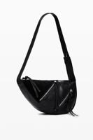 Middelgrote leren tas met ritsen - BLACK - U