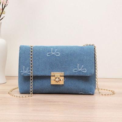 Bon&Bon Pattern Small Square Bag - Chain Strap Crossbody Handbag Blue-2