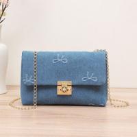 Bon&Bon Pattern Small Square Bag - Chain Strap Crossbody Handbag Blue-2