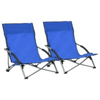 Strandstoelen 2 st inklapbaar stof blauw - thumbnail