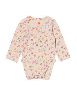 HEMA Newborn meegroei overslagromper rib bloemen ecru (ecru)