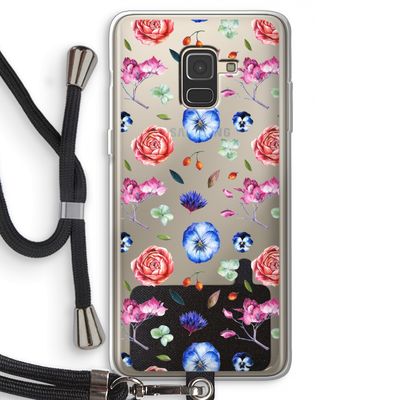 Bloemetjes: Samsung Galaxy A8 (2018) Transparant Hoesje met koord