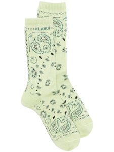 Alanui chaussettes nervurées à logo brodé - Vert