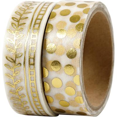 Vivi Gade Masking tape, ranken en stippen - folie, b: 15 mm, goud, 2x4 m/ 1 doos