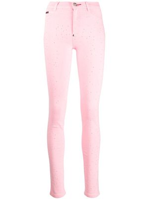 Philipp Plein jean skinny à ornements - Rose