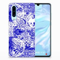 Silicone Back Case Huawei P30 Angel Skull Blauw - thumbnail