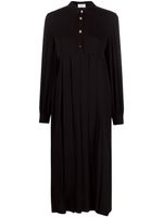 Ferragamo robe-chemise plissée en soie - Noir