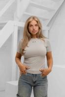 Unique The Label Nena Short Sleeve Top Dames Lichtgrijs - Maat S - Kleur: Lichtgrijs | Soccerfanshop